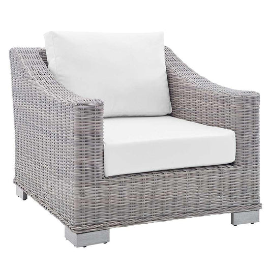 Modway - Conway Sunbrella Outdoor Patio Wicker Rattan Armchair - EEI-3972-LGR-WHI veiw 1