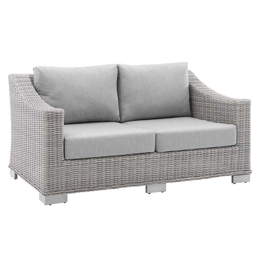 Modway - Conway Sunbrella Outdoor Patio Wicker Rattan Loveseat - EEI-3973-LGR-GRY veiw 1