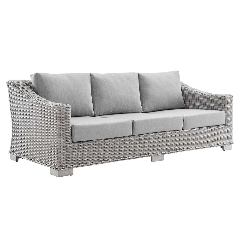 Modway - Conway Sunbrella Outdoor Patio Wicker Rattan Sofa - EEI-3974-LGR-GRY veiw 1