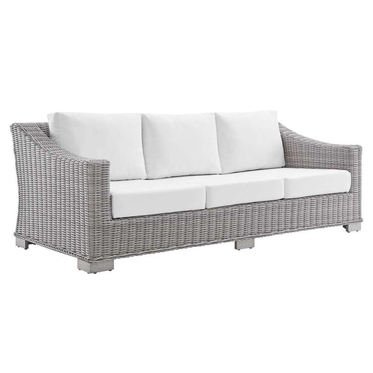 Modway - Conway Sunbrella Outdoor Patio Wicker Rattan Sofa - EEI-3974-LGR-WHI veiw 1