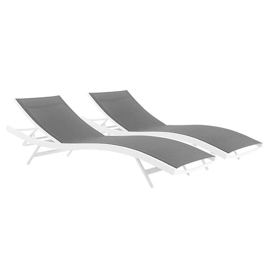Modway - Glimpse Outdoor Patio Mesh Chaise Lounge (Set of 2) - EEI-4038-WHI-GRY veiw 1