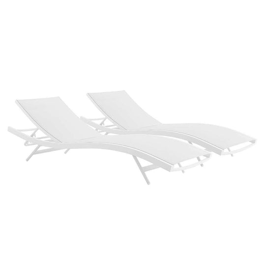 Modway - Glimpse Outdoor Patio Mesh Chaise Lounge (Set of 2) - EEI-4038-WHI-WHI veiw 1