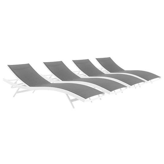 Modway - Glimpse Outdoor Patio Mesh Chaise Lounge (Set of 4) - EEI-4039-WHI-GRY veiw 1