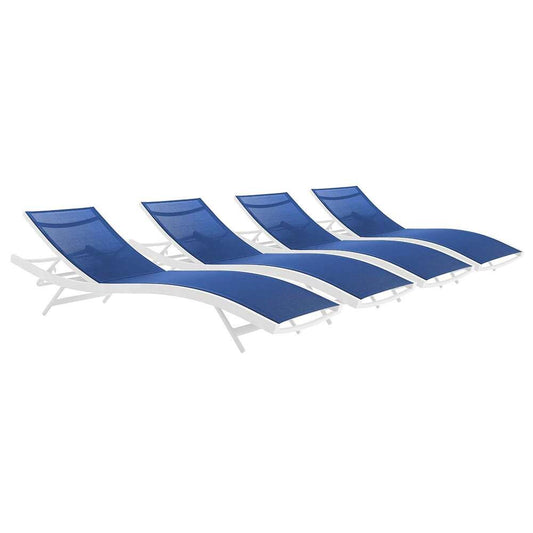 Modway - Glimpse Outdoor Patio Mesh Chaise Lounge (Set of 4) - EEI-4039-WHI-NAV veiw 1