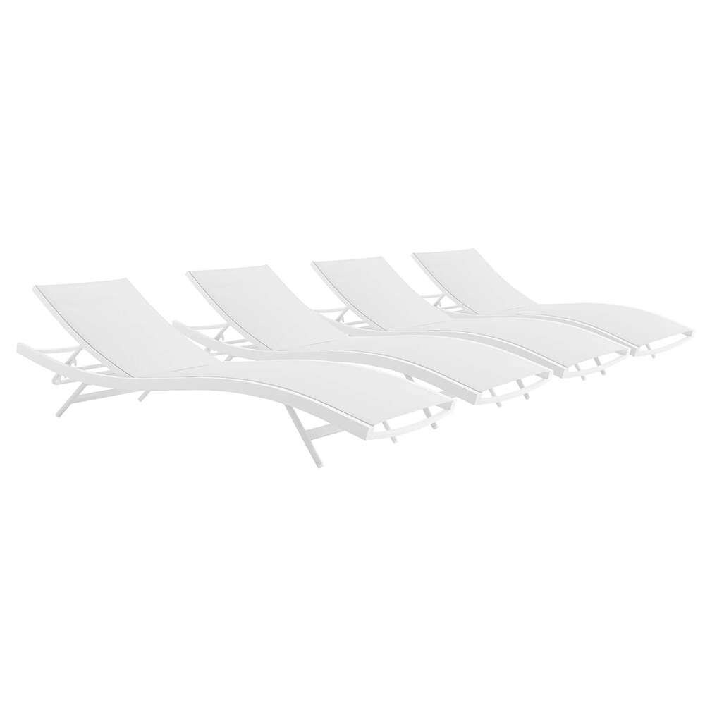 Modway - Glimpse Outdoor Patio Mesh Chaise Lounge (Set of 4) - EEI-4039-WHI-WHI veiw 1