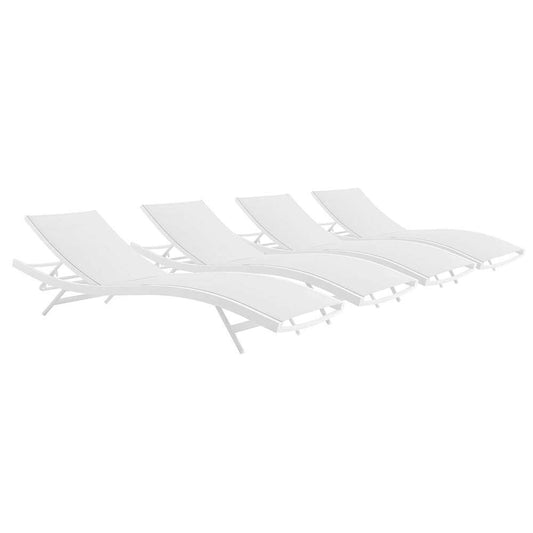 Modway - Glimpse Outdoor Patio Mesh Chaise Lounge (Set of 4) - EEI-4039-WHI-WHI veiw 1