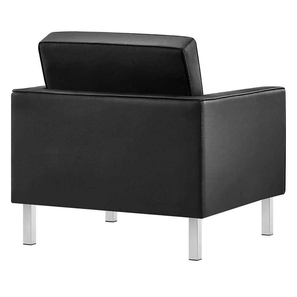 Modway - Loft Tufted Vegan Leather Armchair and Ottoman Set - EEI-6409-SLV-BLK-SET veiw 5