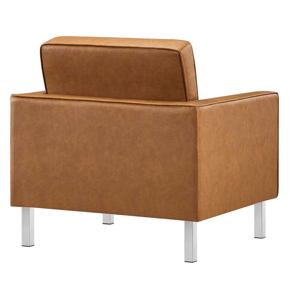 Modway - Loft Tufted Vegan Leather Armchair and Ottoman Set - EEI-6409-SLV-TAN-SET veiw 5