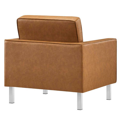 Modway - Loft Tufted Vegan Leather Armchair and Ottoman Set - EEI-6409-SLV-TAN-SET veiw 5