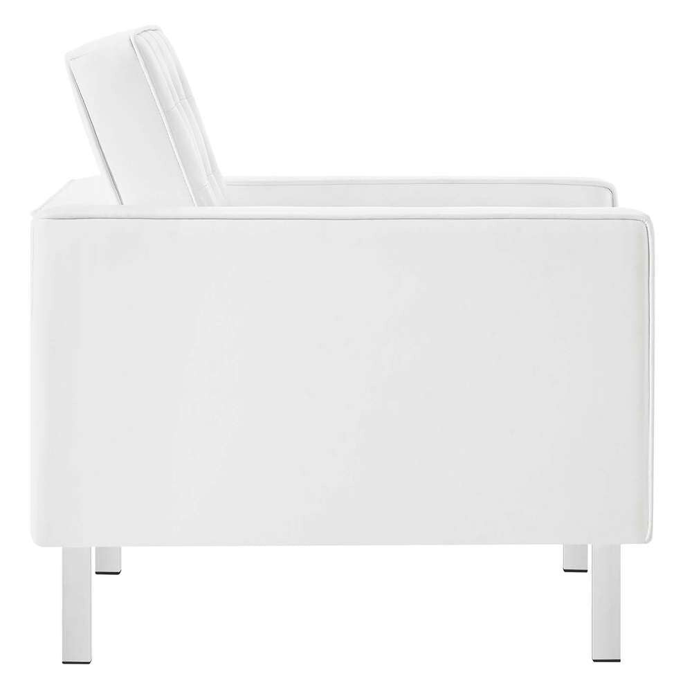 Modway - Loft Tufted Vegan Leather Armchair and Ottoman Set - EEI-6409-SLV-WHI-SET veiw 4
