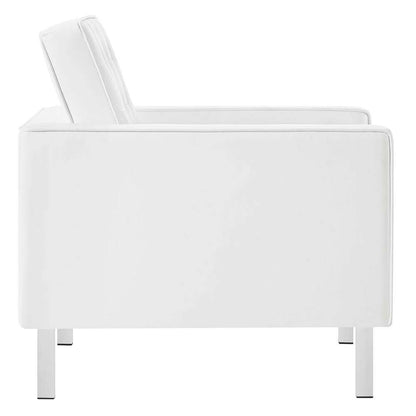 Modway - Loft Tufted Vegan Leather Armchair and Ottoman Set - EEI-6409-SLV-WHI-SET veiw 4