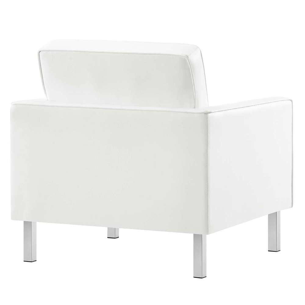 Modway - Loft Tufted Vegan Leather Armchair and Ottoman Set - EEI-6409-SLV-WHI-SET veiw 5