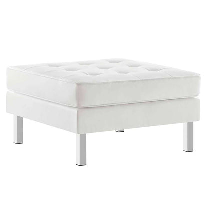 Modway - Loft Tufted Vegan Leather Armchair and Ottoman Set - EEI-6409-SLV-WHI-SET veiw 6