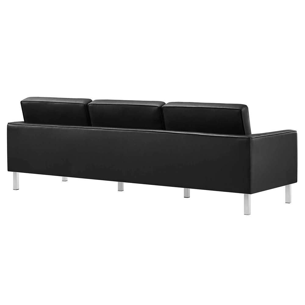 Modway - Loft Tufted Vegan Leather Sofa and Ottoman Set - EEI-6410-SLV-BLK-SET veiw 5