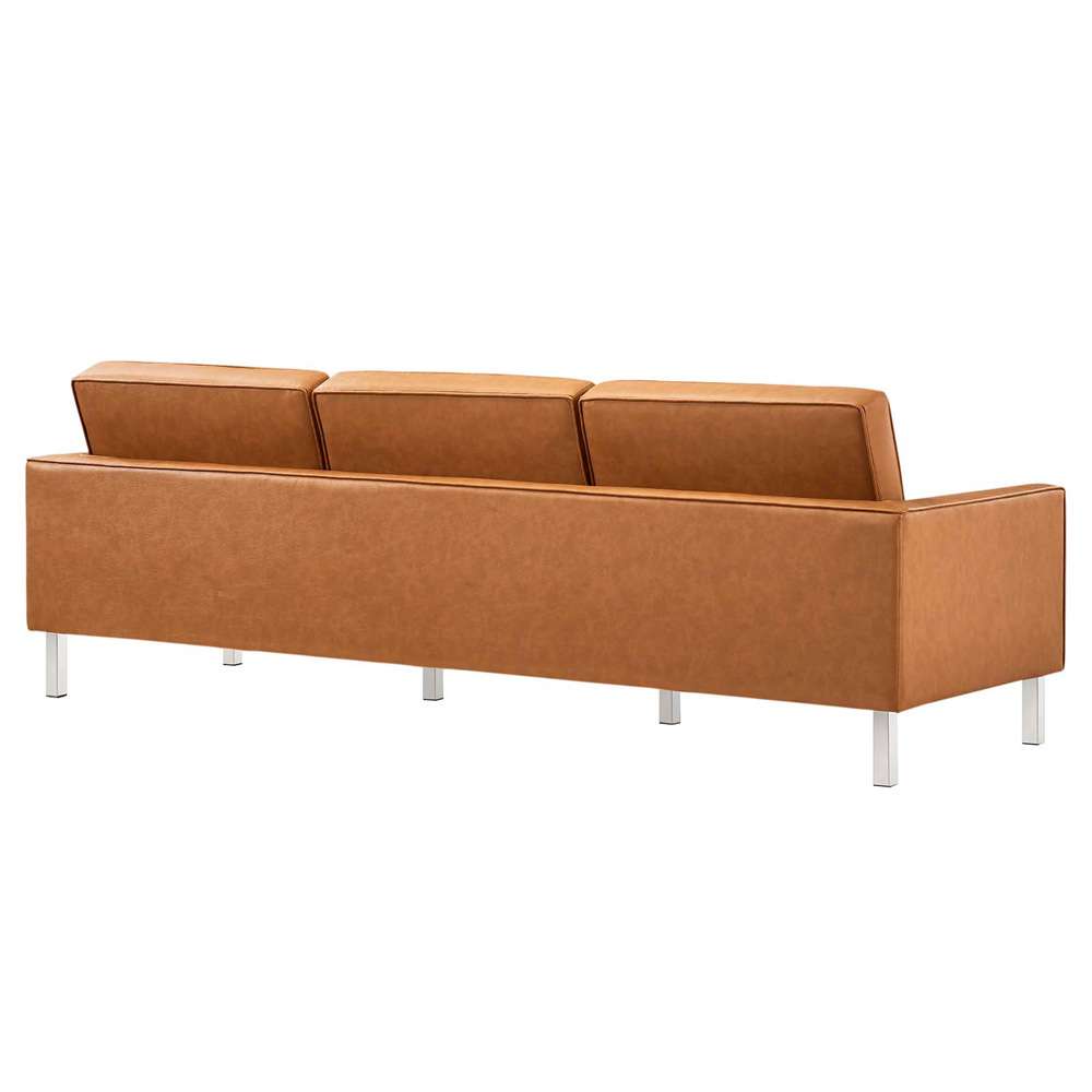 Modway - Loft Tufted Vegan Leather Sofa and Ottoman Set - EEI-6410-SLV-TAN-SET veiw 5