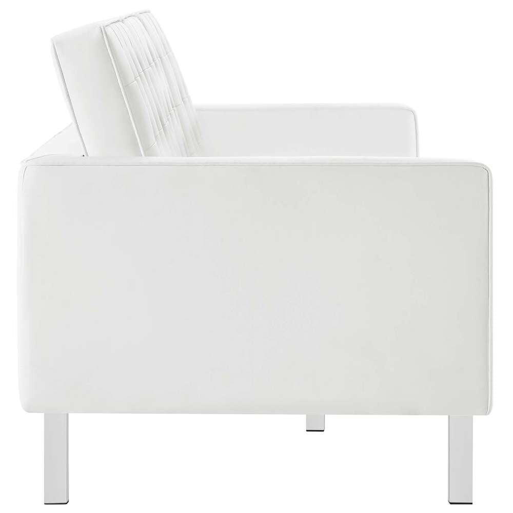 Modway - Loft Tufted Vegan Leather Sofa and Ottoman Set - EEI-6410-SLV-WHI-SET veiw 4