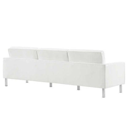 Modway - Loft Tufted Vegan Leather Sofa and Ottoman Set - EEI-6410-SLV-WHI-SET veiw 5