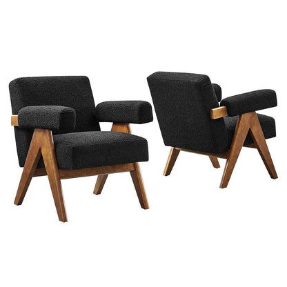 Modway - Lyra Boucle Fabric Armchair - (Set of 2) - EEI-6703-BLK veiw 1