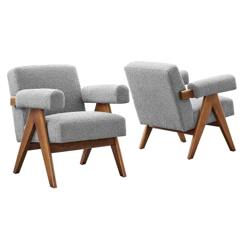 Modway - Lyra Boucle Fabric Armchair - (Set of 2) - EEI-6703-LGR veiw 2