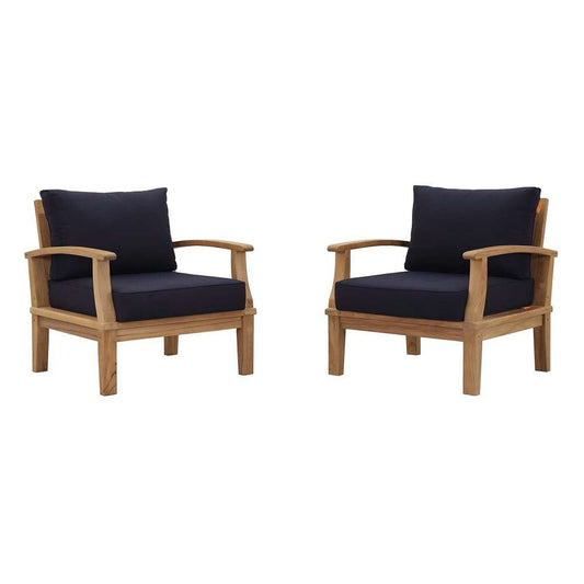 Modway - Marina 2 Piece Outdoor Patio Teak Set - EEI-1819-NAT-NAV-SET veiw 1