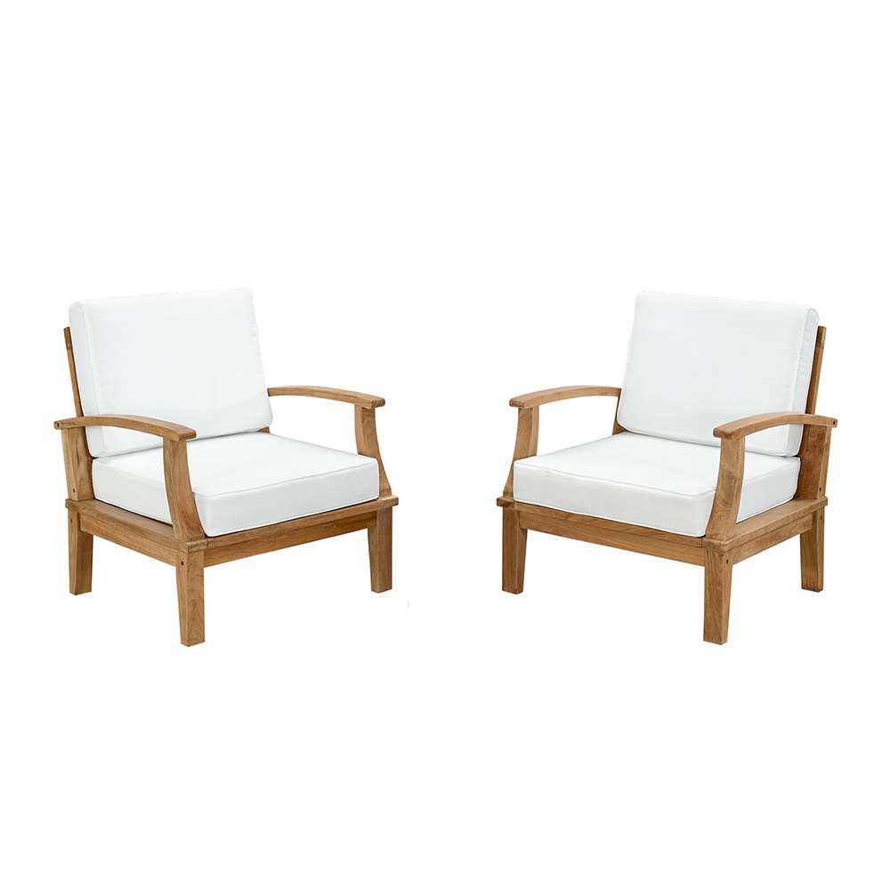 Modway - Marina 2 Piece Outdoor Patio Teak Set - EEI-1819-NAT-WHI-SET veiw 1