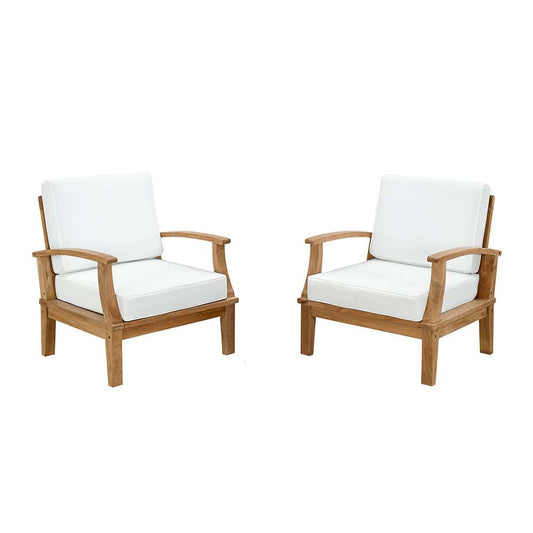 Modway - Marina 2 Piece Outdoor Patio Teak Set - EEI-1819-NAT-WHI-SET veiw 1