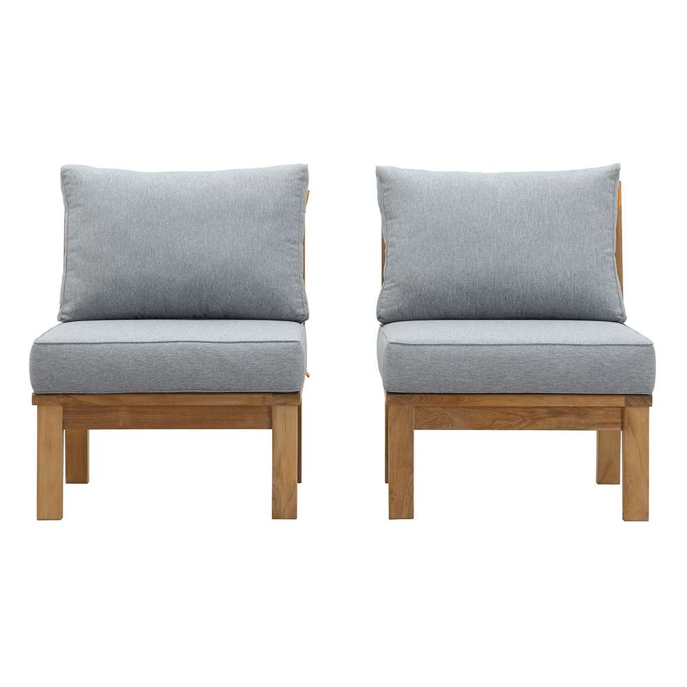 Modway - Marina 2 Piece Outdoor Patio Teak Set - EEI-1821-NAT-GRY-SET veiw 1
