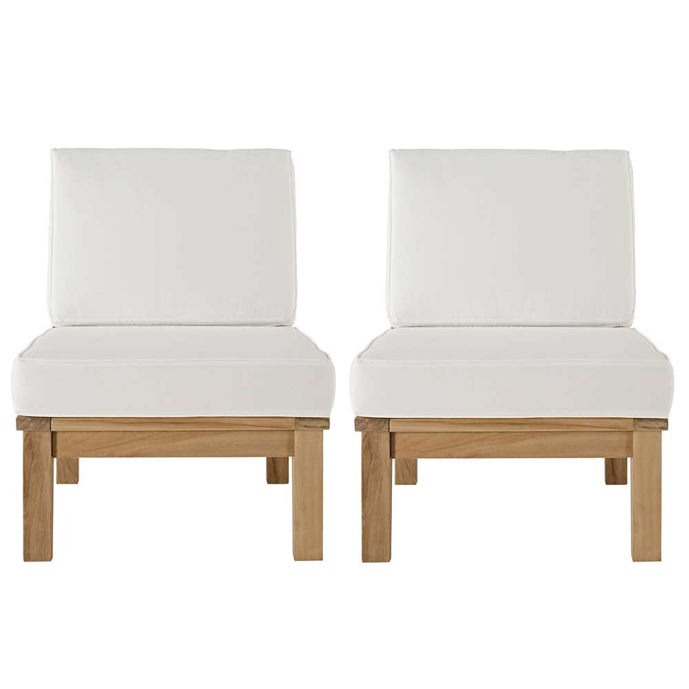Modway - Marina 2 Piece Outdoor Patio Teak Set - EEI-1821-NAT-WHI-SET veiw 1