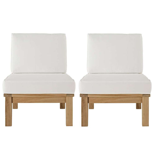 Modway - Marina 2 Piece Outdoor Patio Teak Set - EEI-1821-NAT-WHI-SET veiw 1