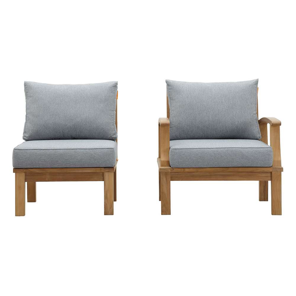 Modway - Marina 2 Piece Outdoor Patio Teak Set - EEI-1823-NAT-GRY-SET veiw 1