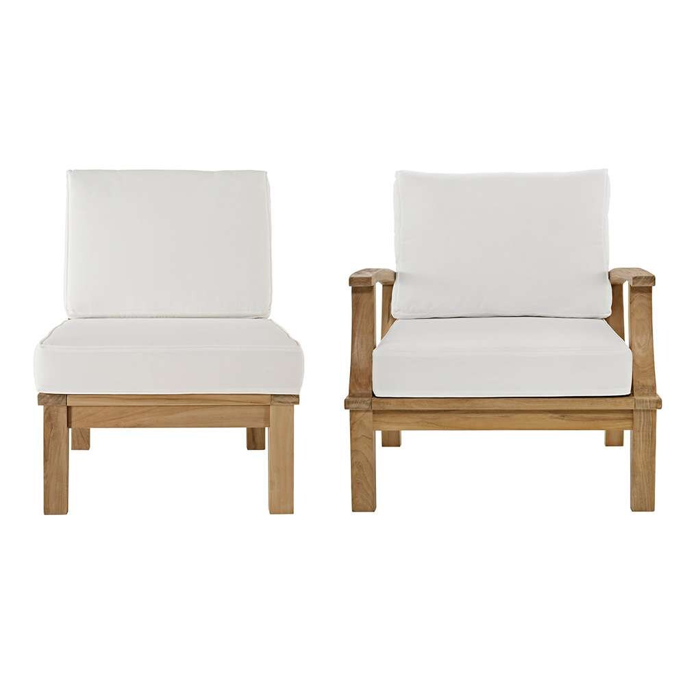Modway - Marina 2 Piece Outdoor Patio Teak Set - EEI-1823-NAT-WHI-SET veiw 1