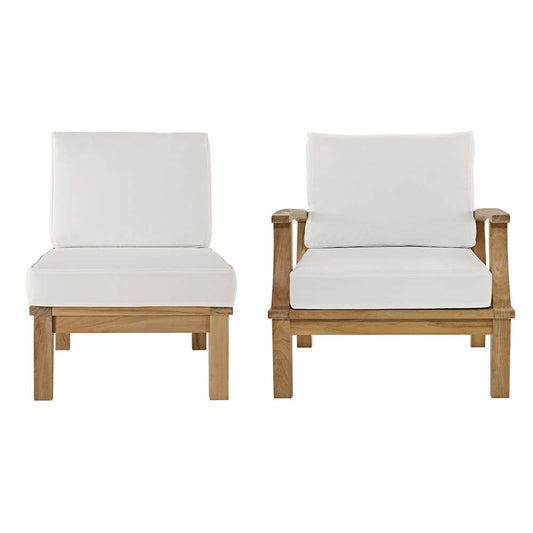 Modway - Marina 2 Piece Outdoor Patio Teak Set - EEI-1823-NAT-WHI-SET veiw 1