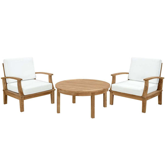 Modway - Marina 3 Piece Outdoor Patio Teak Set - EEI-1475-NAT-WHI-SET veiw 1