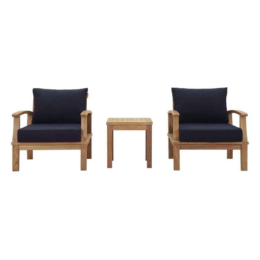 Modway - Marina 3 Piece Outdoor Patio Teak Set - EEI-1487-NAT-NAV-SET veiw 1