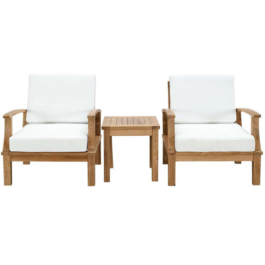 Modway - Marina 3 Piece Outdoor Patio Teak Set - EEI-1487-NAT-WHI-SET veiw 1