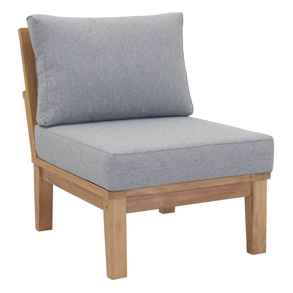 Modway - Marina Armless Outdoor Patio Teak Sofa - EEI-1150-NAT-GRY-SET veiw 1