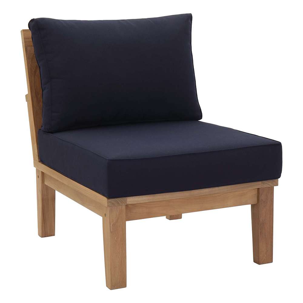 Modway - Marina Armless Outdoor Patio Teak Sofa - EEI-1150-NAT-NAV-SET veiw 1