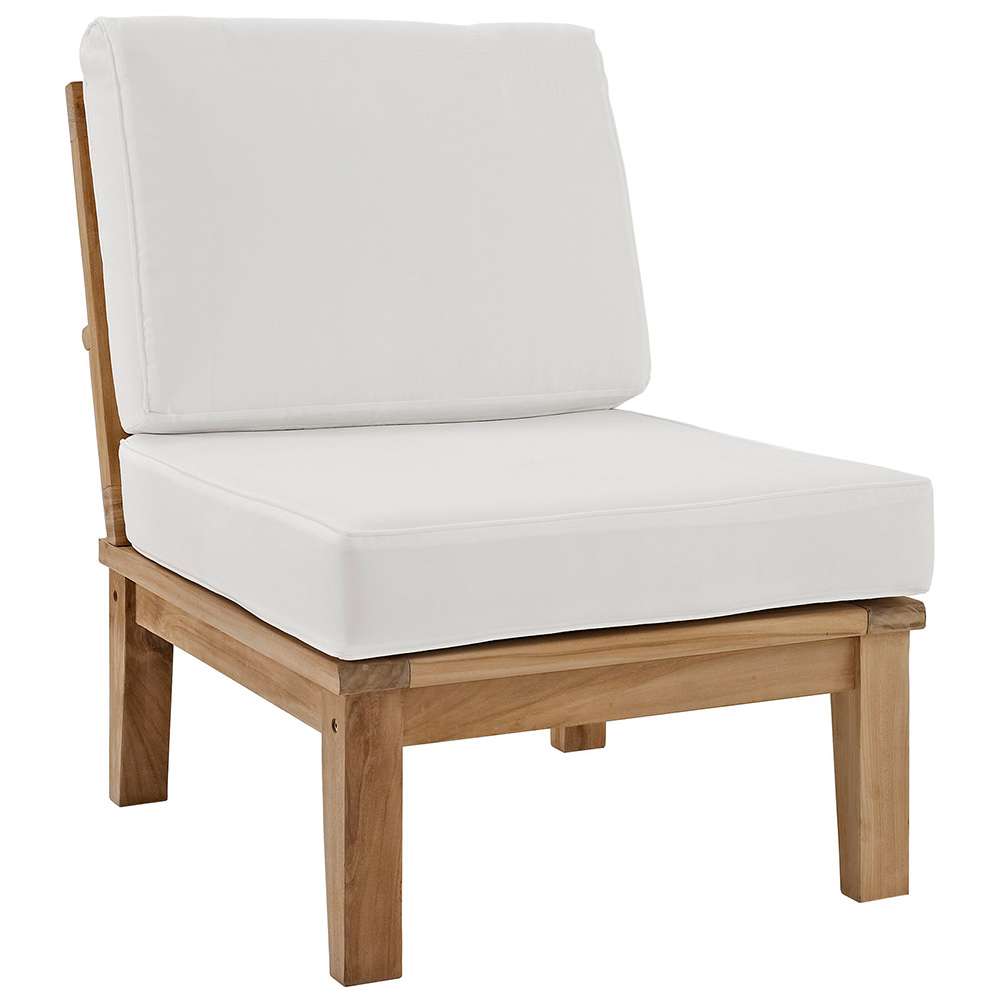 Modway - Marina Armless Outdoor Patio Teak Sofa - EEI-1150-NAT-WHI-SET veiw 1
