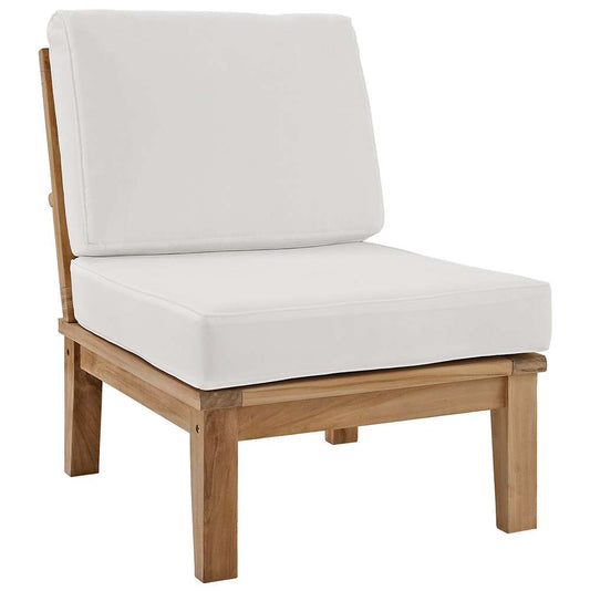 Modway - Marina Armless Outdoor Patio Teak Sofa - EEI-1150-NAT-WHI-SET veiw 1