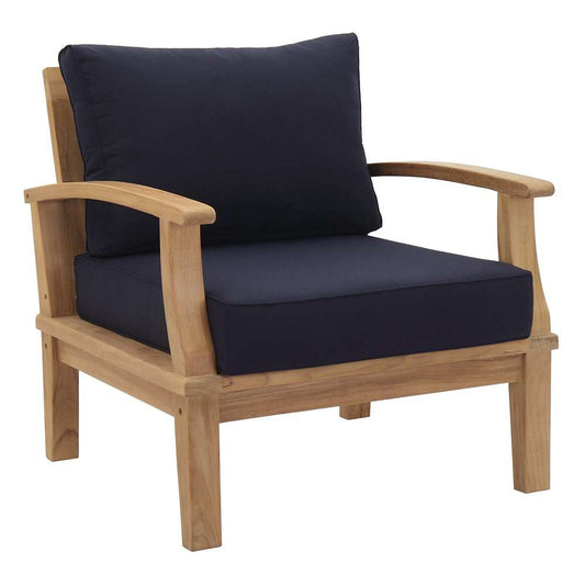 Modway - Marina Outdoor Patio Teak Armchair - EEI-1143-NAT-NAV-SET veiw 1