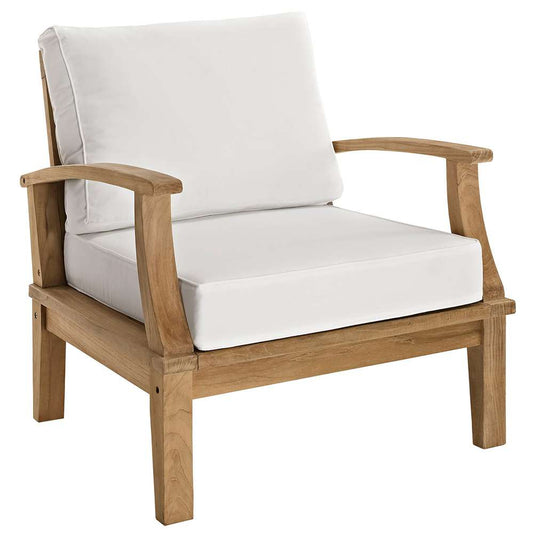 Modway - Marina Outdoor Patio Teak Armchair - EEI-1143-NAT-WHI-SET veiw 1