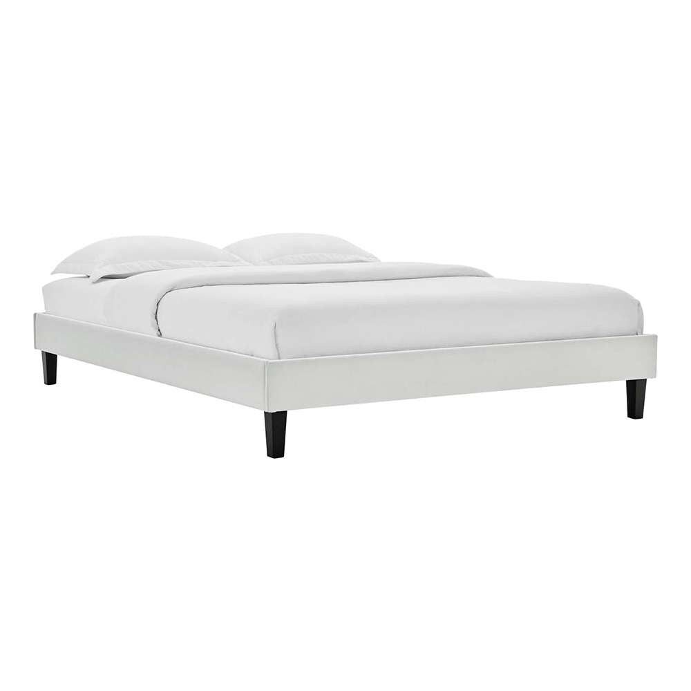 Modway - Reign King Performance Velvet Platform Bed Frame - MOD-6267-LGR veiw 1