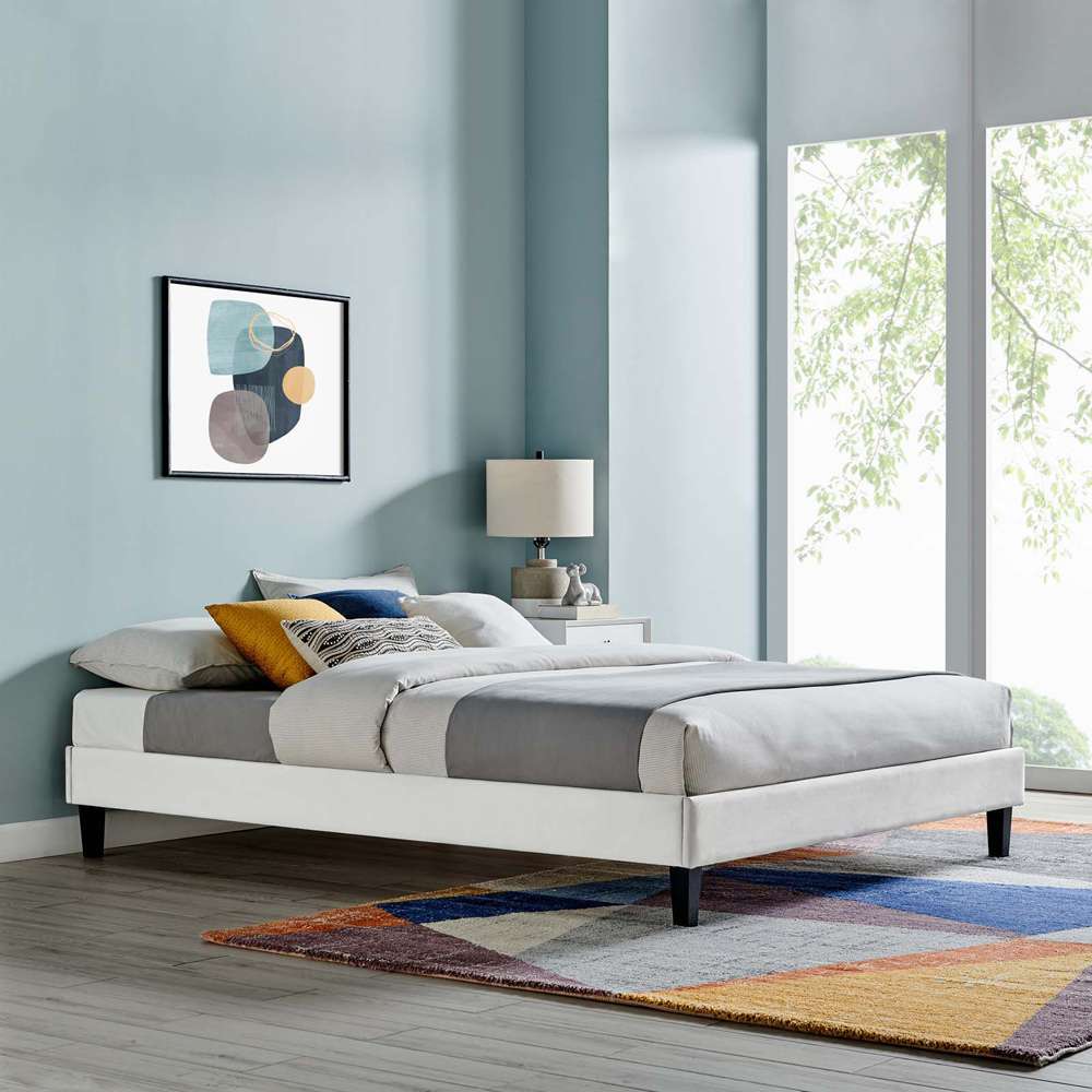 Modway - Reign King Performance Velvet Platform Bed Frame - MOD-6267-LGR veiw 5