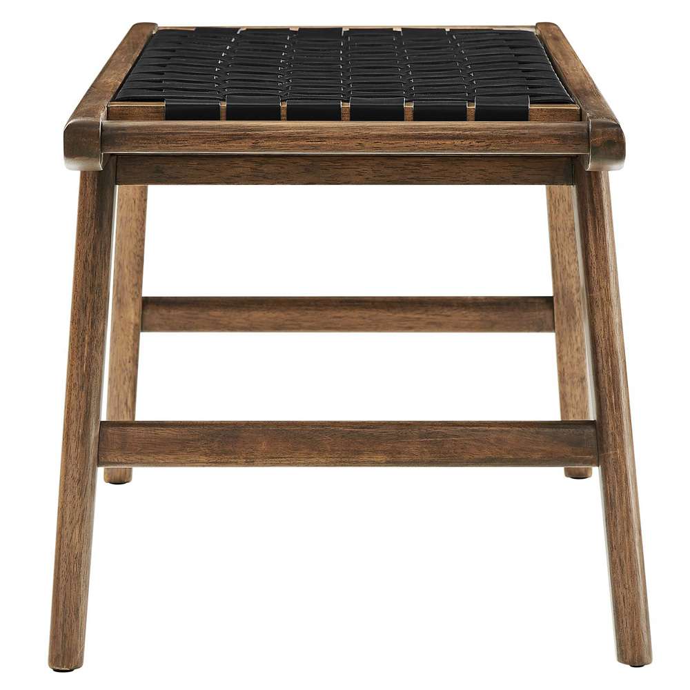 Modway - Saoirse 47in Faux Leather Wood Bench - EEI-6551-WAL-BLK veiw 3