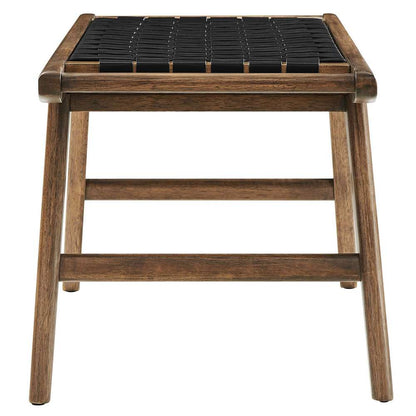 Modway - Saoirse 47in Faux Leather Wood Bench - EEI-6551-WAL-BLK veiw 3