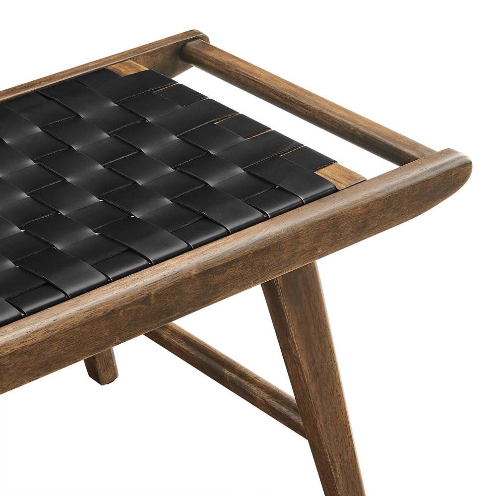 Modway - Saoirse 47in Faux Leather Wood Bench - EEI-6551-WAL-BLK veiw 5