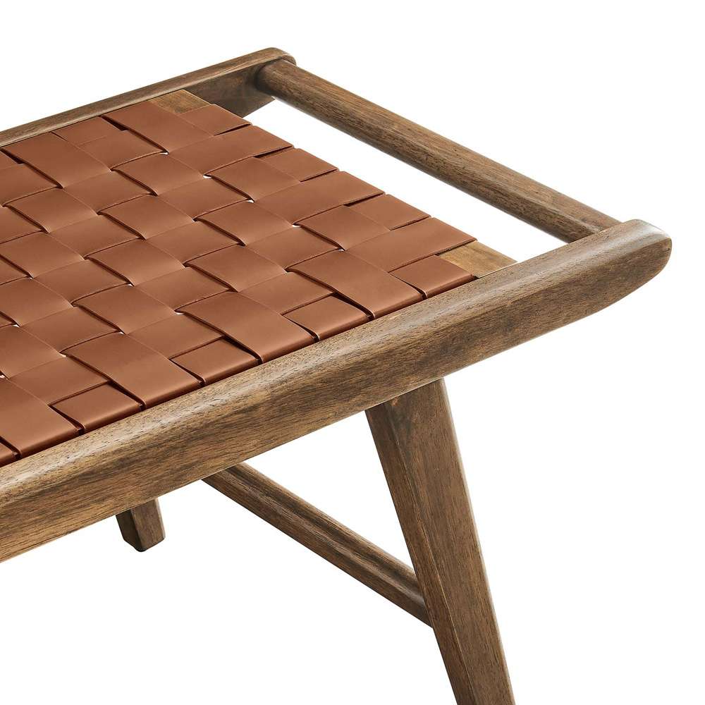 Modway - Saoirse 47in Faux Leather Wood Bench - EEI-6551-WAL-BRN veiw 5