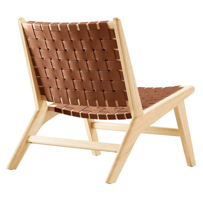 Modway - Saoirse Faux Leather Wood Accent Lounge Chair - EEI-6542-NAT-BRN veiw 4