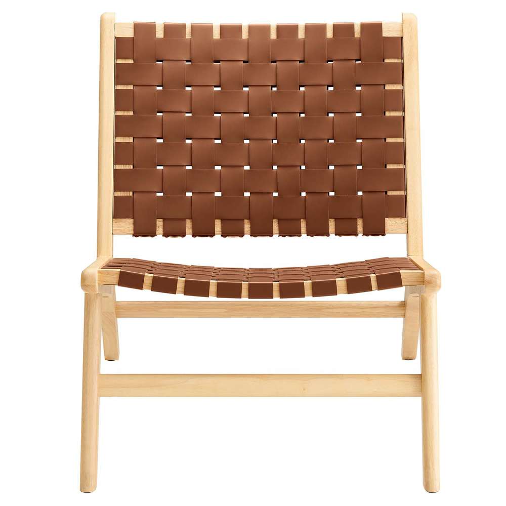 Modway - Saoirse Faux Leather Wood Accent Lounge Chair - EEI-6542-NAT-BRN veiw 5