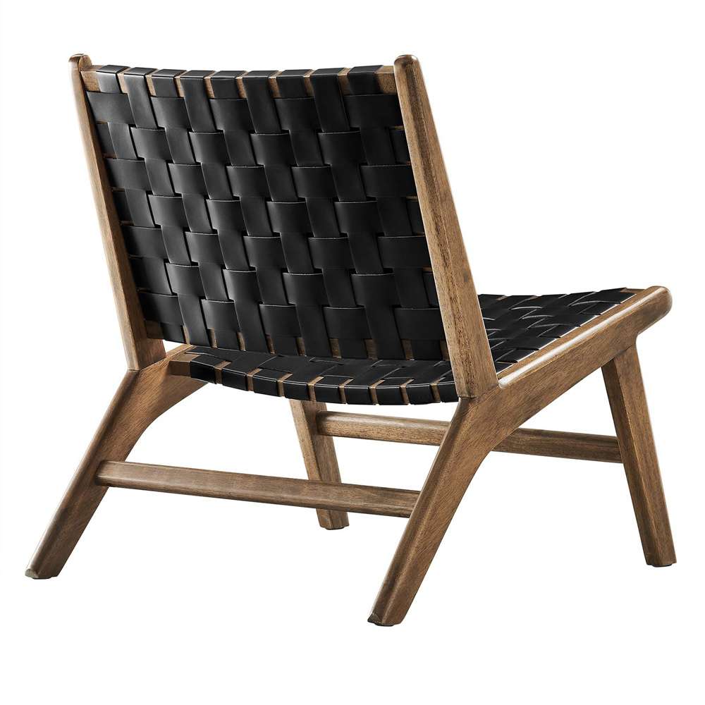Modway - Saoirse Faux Leather Wood Accent Lounge Chair - EEI-6542-WAL-BLK veiw 4
